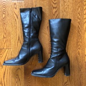 Tall Knee High Heeled Black Boots